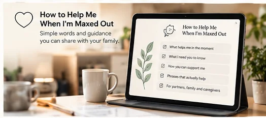 How to Help Me When I'm Maxed Out open on a tablet.